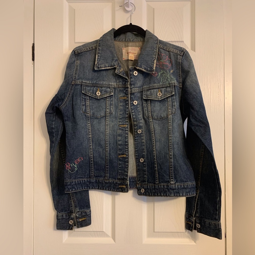 Weathervane embroidered denim jacket, sz L